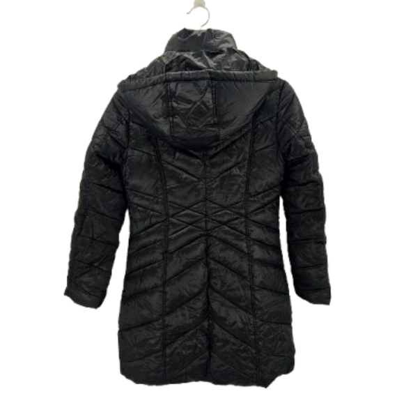 Sam Edelman Walker Hooded Black Long Quilted Puffer Coat Removable Hood - Picture 3 of 13